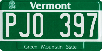 VT license plate PJO397