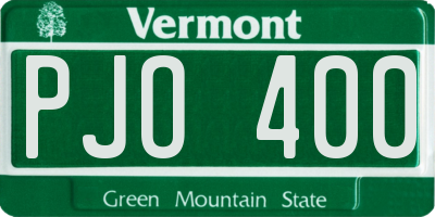 VT license plate PJO400