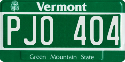 VT license plate PJO404