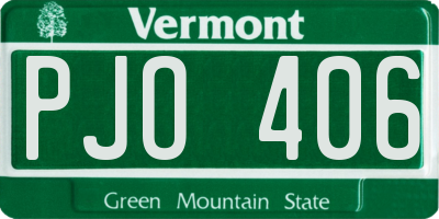 VT license plate PJO406