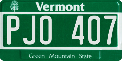 VT license plate PJO407