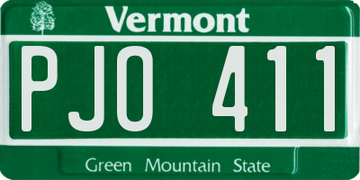 VT license plate PJO411