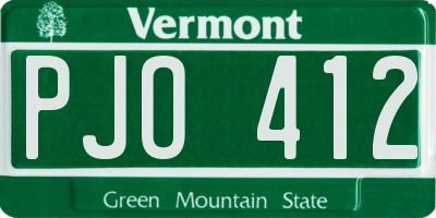 VT license plate PJO412