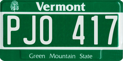 VT license plate PJO417