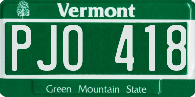 VT license plate PJO418