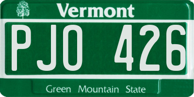 VT license plate PJO426