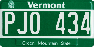 VT license plate PJO434