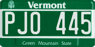VT license plate PJO445