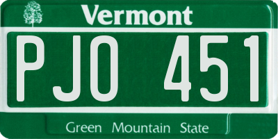 VT license plate PJO451