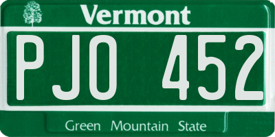 VT license plate PJO452
