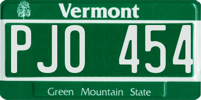 VT license plate PJO454