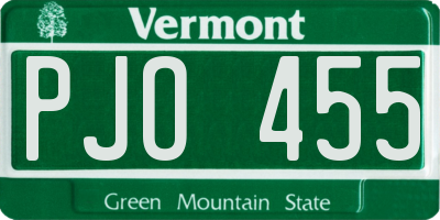 VT license plate PJO455