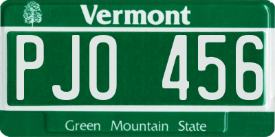 VT license plate PJO456
