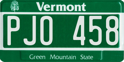 VT license plate PJO458