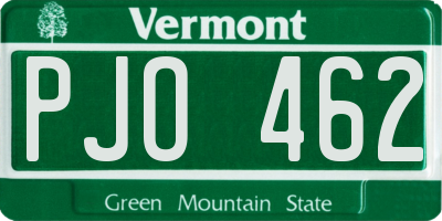 VT license plate PJO462