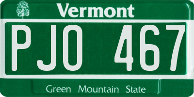 VT license plate PJO467