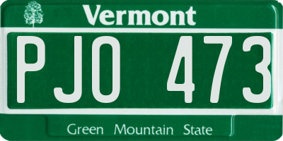 VT license plate PJO473