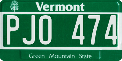 VT license plate PJO474
