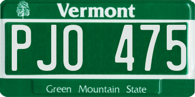 VT license plate PJO475