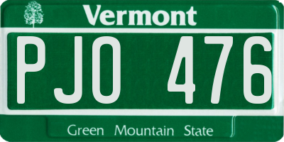 VT license plate PJO476
