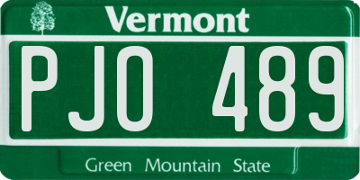 VT license plate PJO489