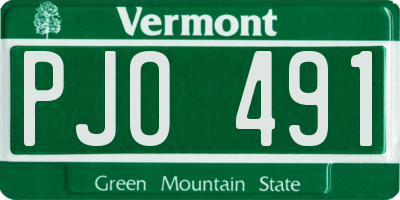 VT license plate PJO491