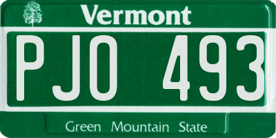 VT license plate PJO493