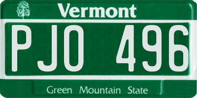 VT license plate PJO496