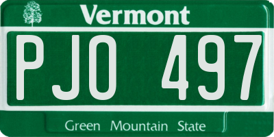 VT license plate PJO497
