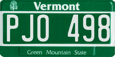 VT license plate PJO498