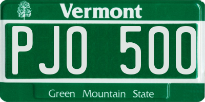 VT license plate PJO500