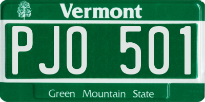 VT license plate PJO501