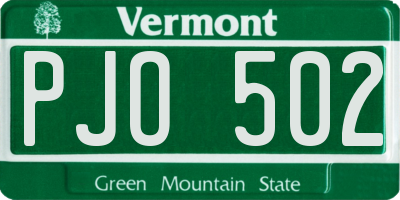 VT license plate PJO502