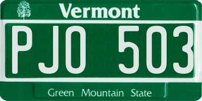 VT license plate PJO503