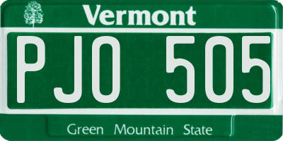 VT license plate PJO505