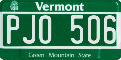 VT license plate PJO506