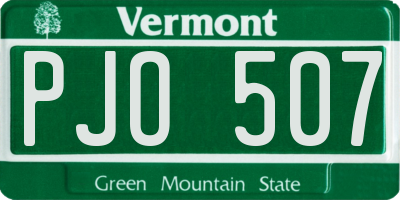 VT license plate PJO507