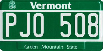 VT license plate PJO508