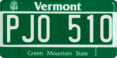 VT license plate PJO510