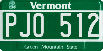 VT license plate PJO512