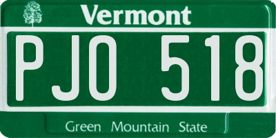 VT license plate PJO518