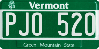 VT license plate PJO520