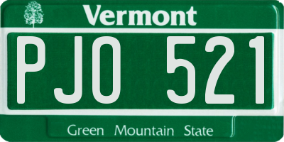 VT license plate PJO521