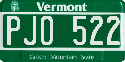 VT license plate PJO522