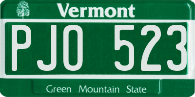VT license plate PJO523