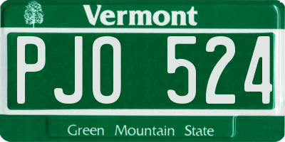 VT license plate PJO524