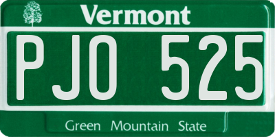 VT license plate PJO525