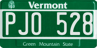 VT license plate PJO528