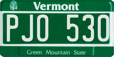 VT license plate PJO530