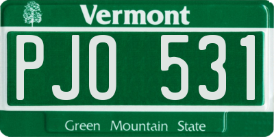 VT license plate PJO531
